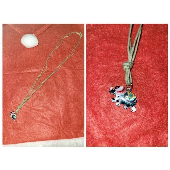 No Brand Jewelry - Vintage colorful African Elephant pendant necklace